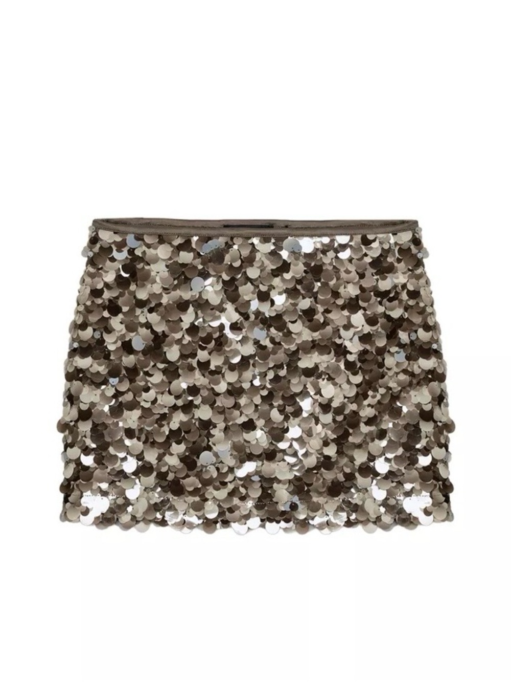 Zara Silver Greenish Sequin Mini Skirt